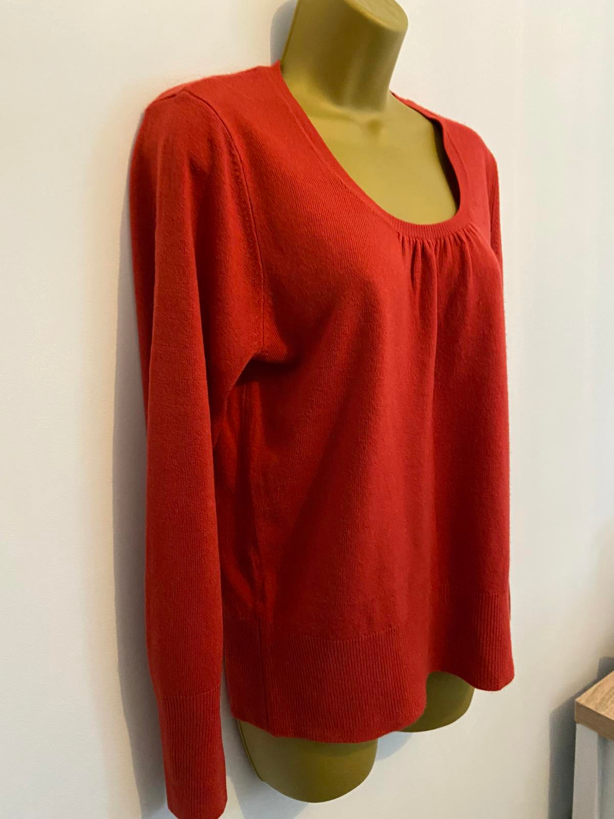 Papaya Ladies Red Knit Jumper - Gathered Scoop Neck, Size 16