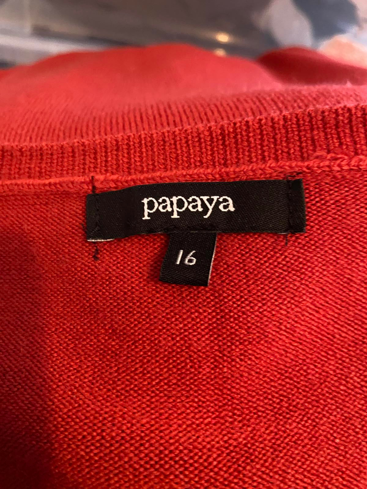 Papaya Ladies Red Knit Jumper - Gathered Scoop Neck, Size 16