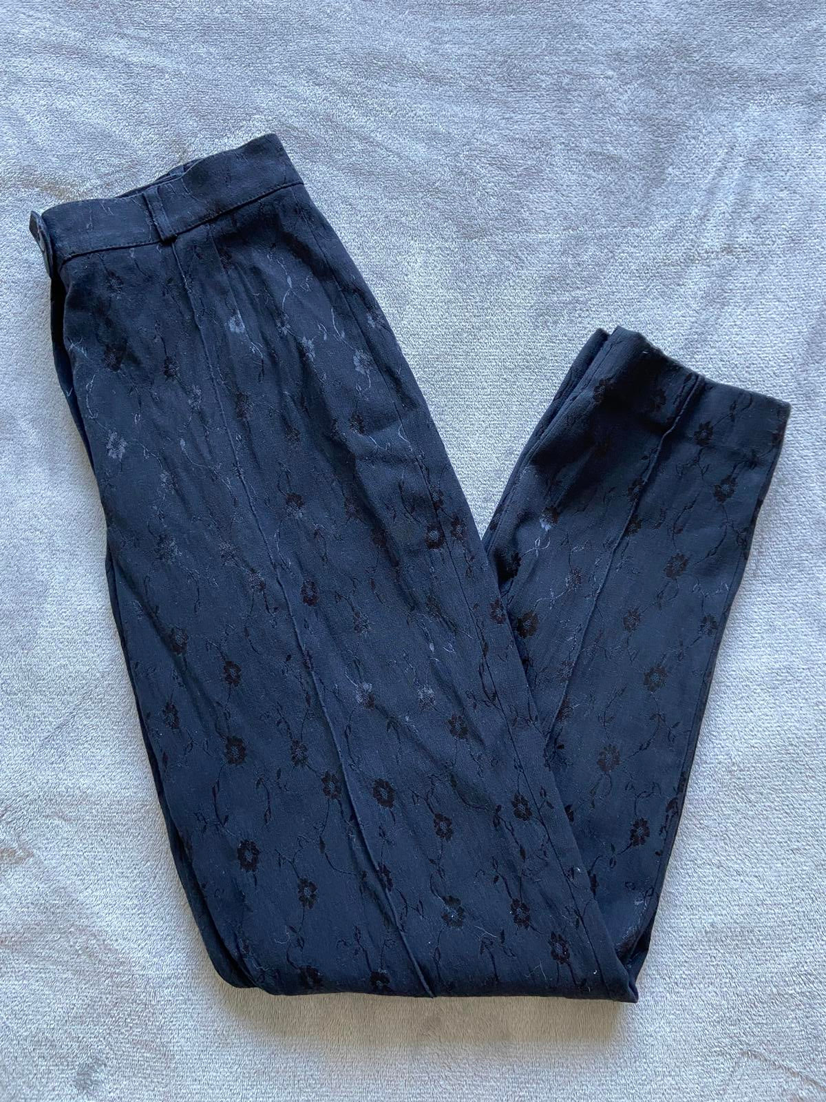 Gerry Weber Size 10 Black Trousers Embossed Floral Pattern