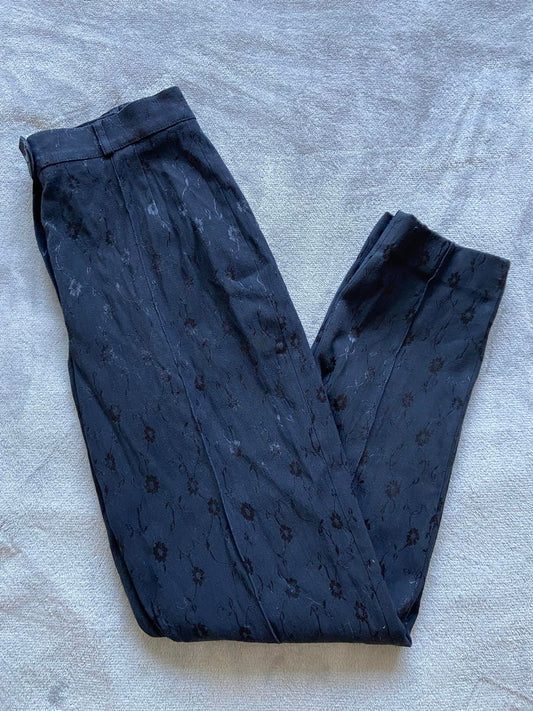 Gerry Weber Size 10 Black Trousers Embossed Floral Pattern