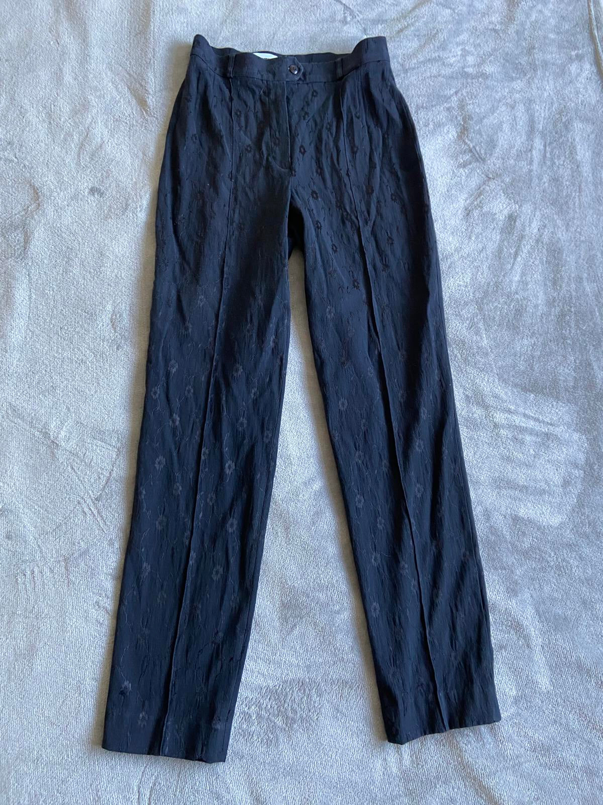 Gerry Weber Size 10 Black Trousers Embossed Floral Pattern