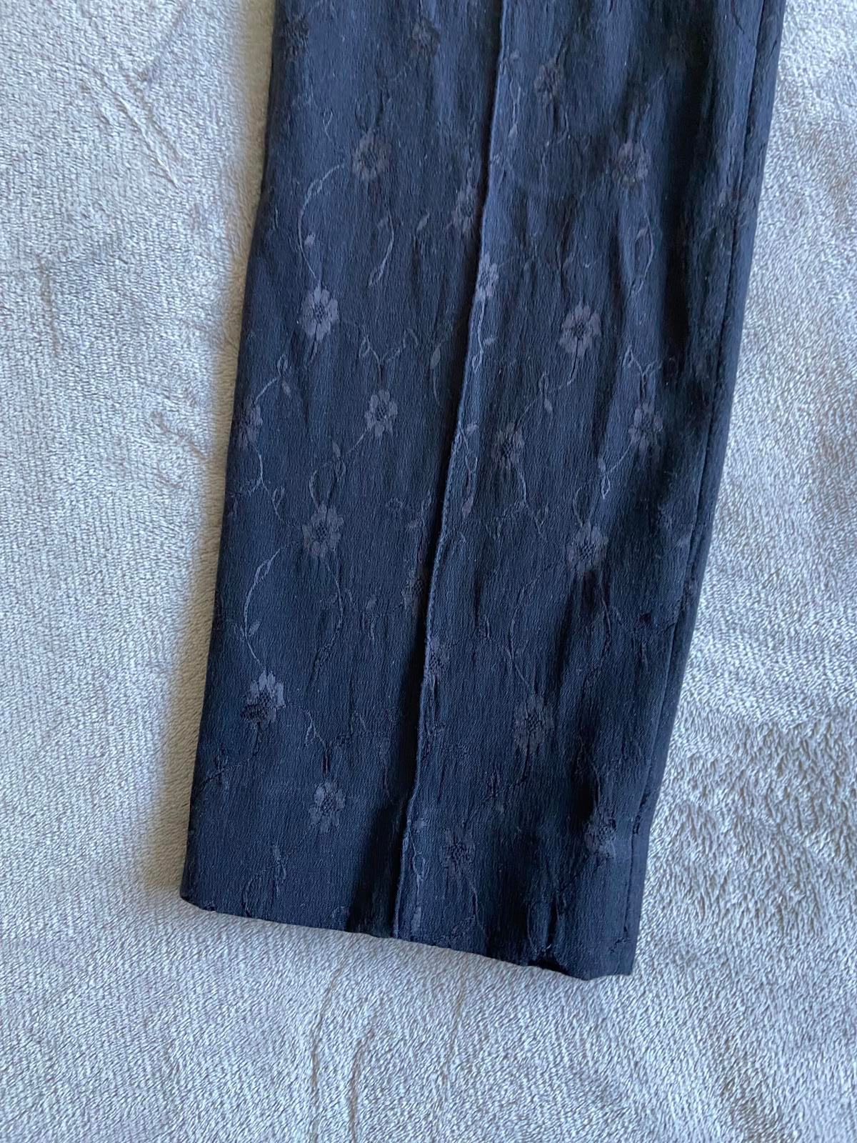 Gerry Weber Size 10 Black Trousers Embossed Floral Pattern