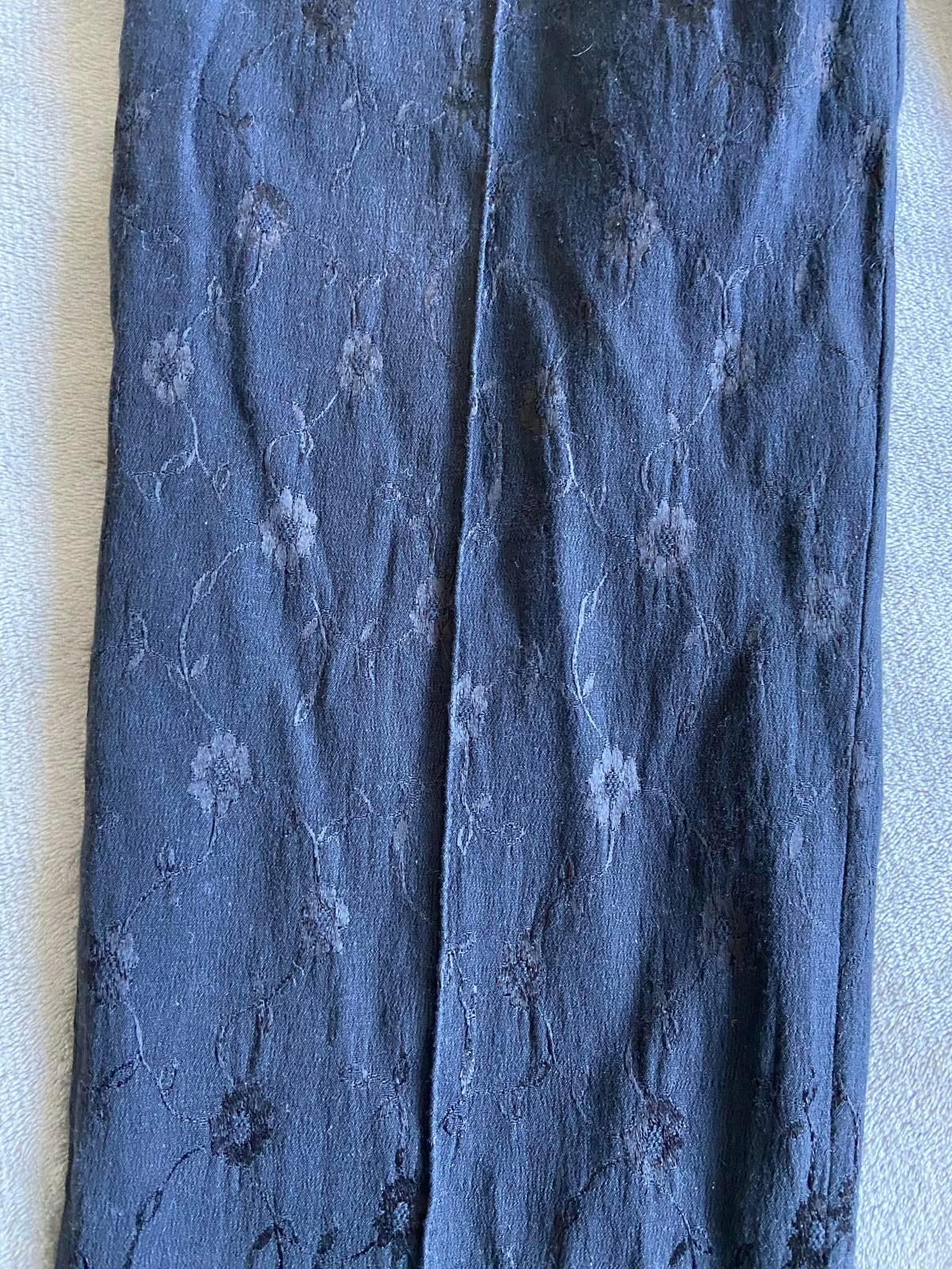 Gerry Weber Size 10 Black Trousers Embossed Floral Pattern