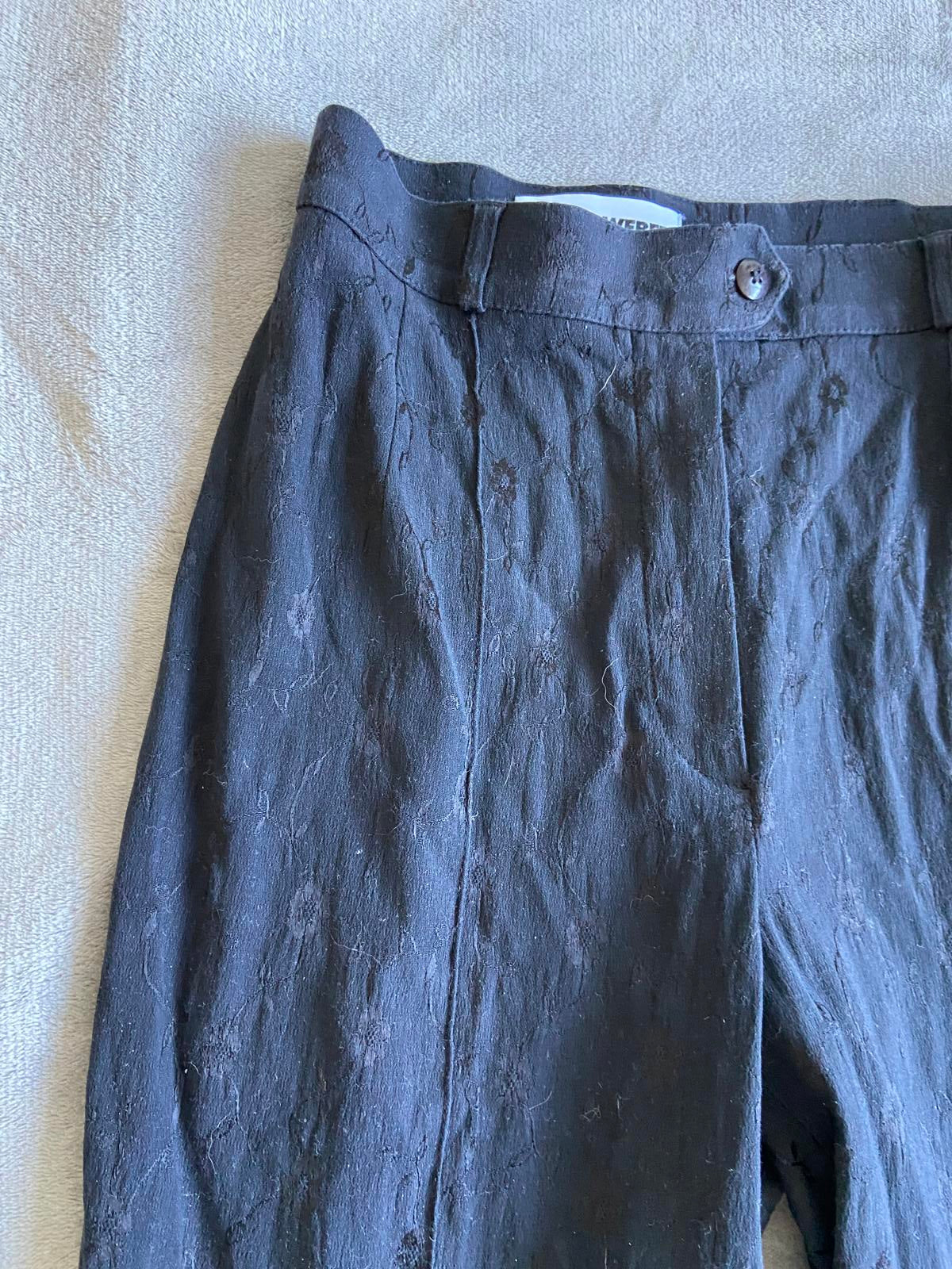 Gerry Weber Size 10 Black Trousers Embossed Floral Pattern