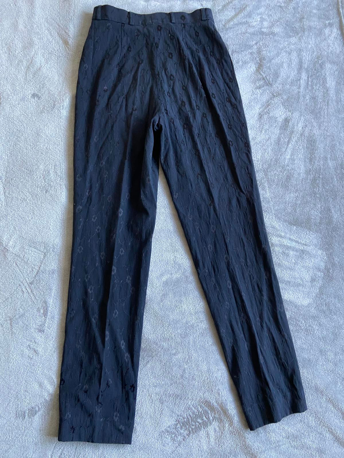 Gerry Weber Size 10 Black Trousers Embossed Floral Pattern