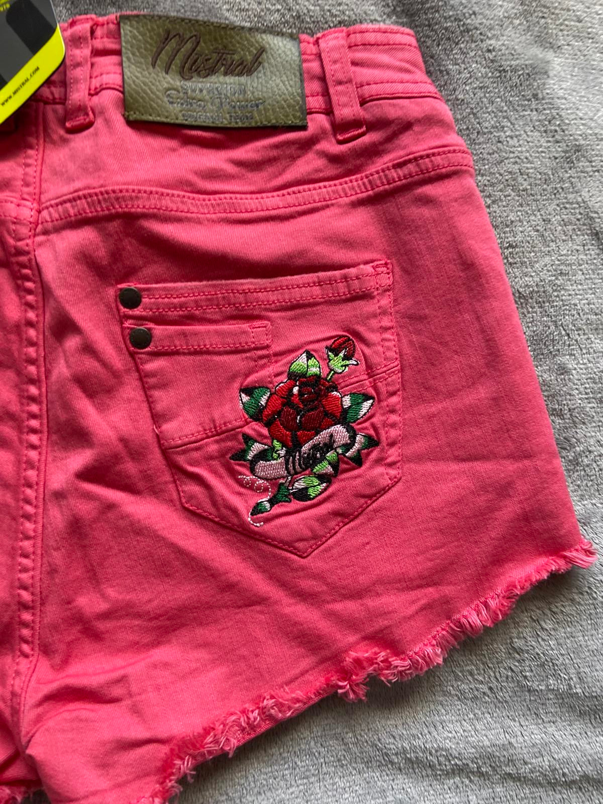 Mistral Size 44 size 16 UK Ladies Pink Denim Hot Pants Shorts New