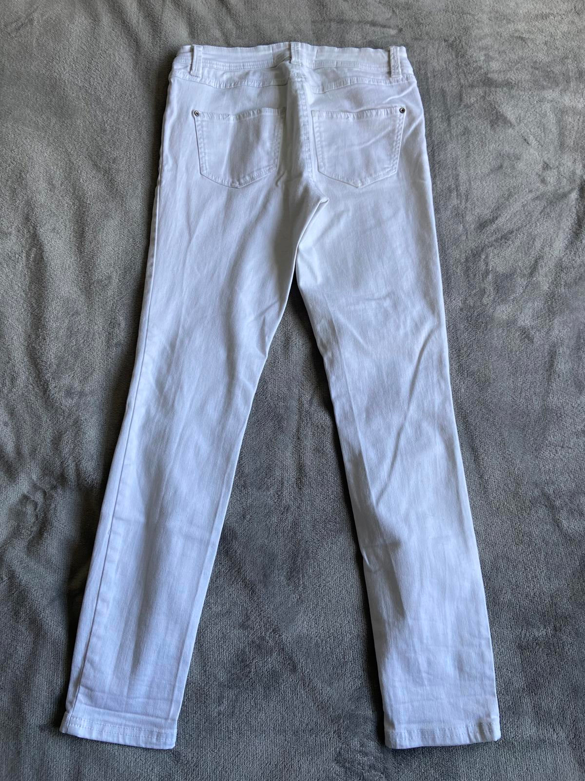 New Look White Skinny Jeans Size 12 Distressed Ripped Knee Denim