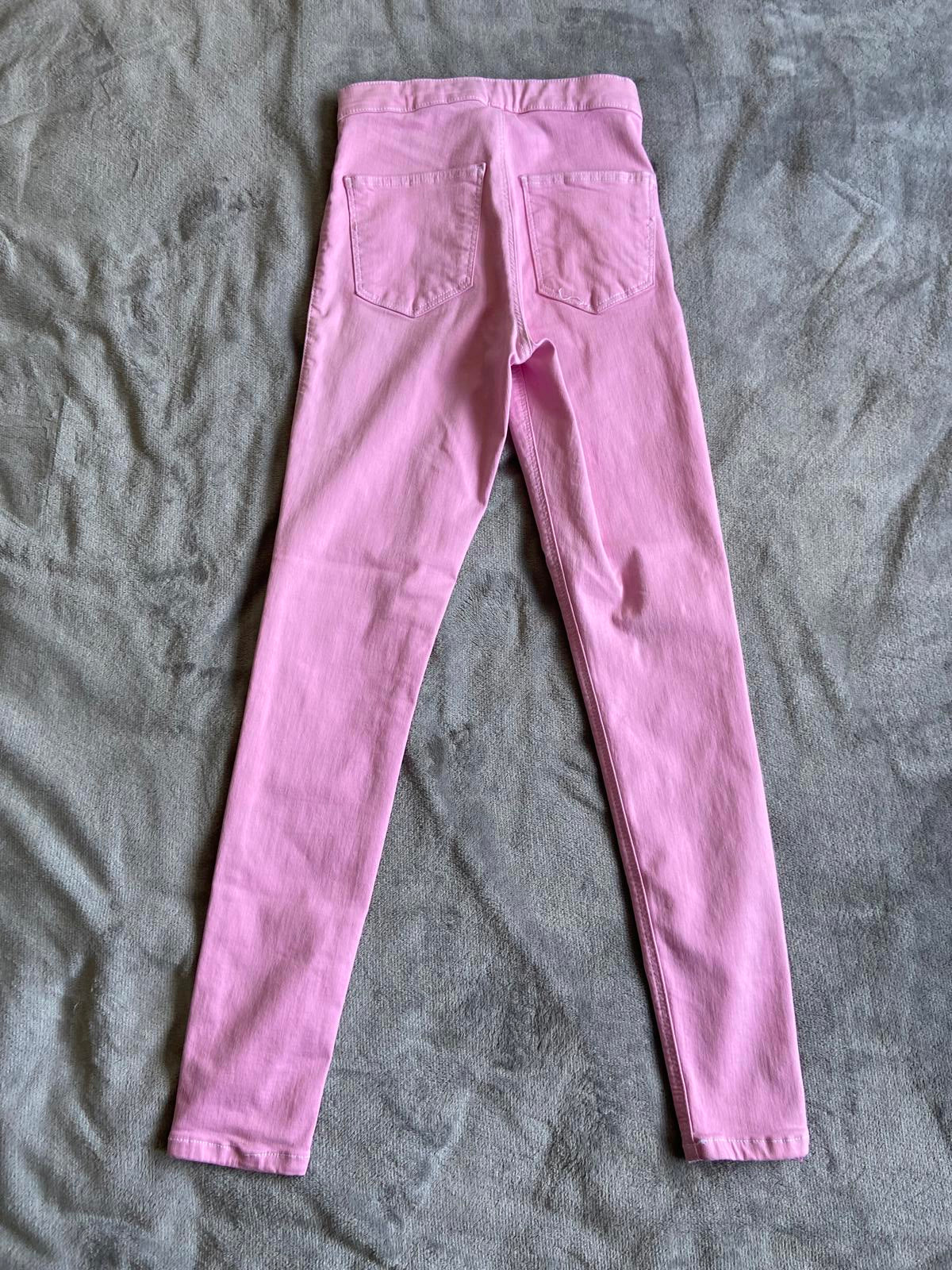 Topshop Size W28 L32 Pink Cotton Blend Skinny Jeggings Trousers