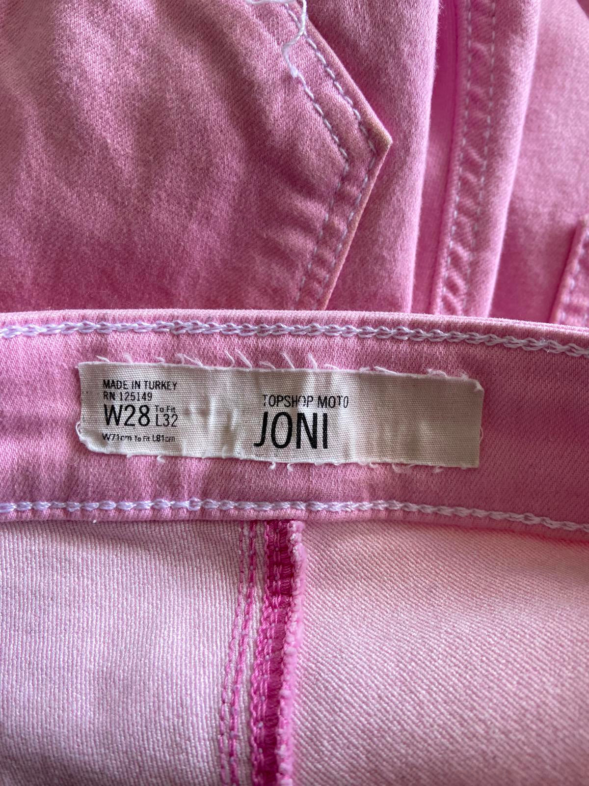 Topshop Size W28 L32 Pink Cotton Blend Skinny Jeggings Trousers