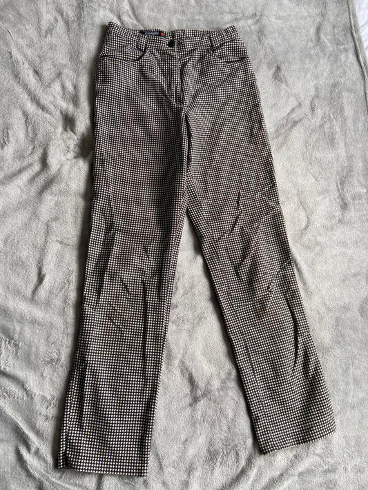 Michele Size 12 Brown & Black Houndstooth Pattern Smart Trousers