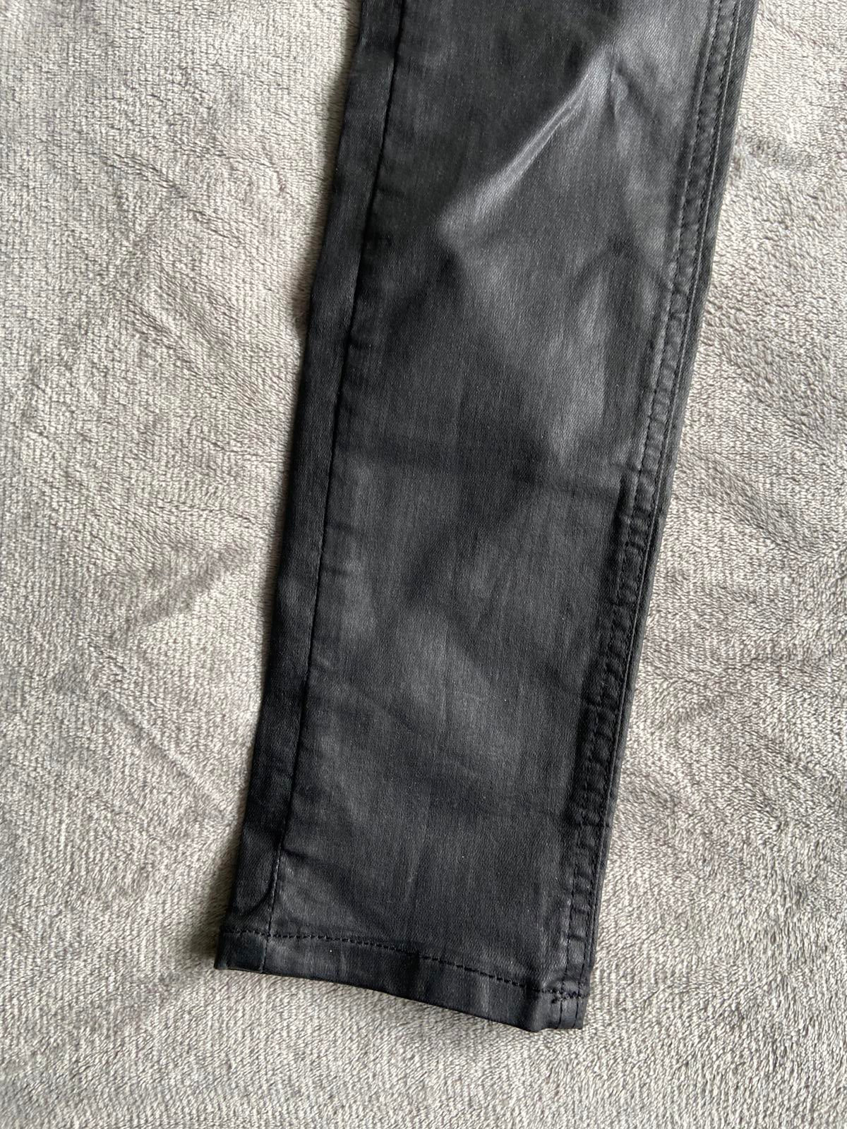 Miss Denim Size 10 Black Faux Leather Coated Skinny Trousers