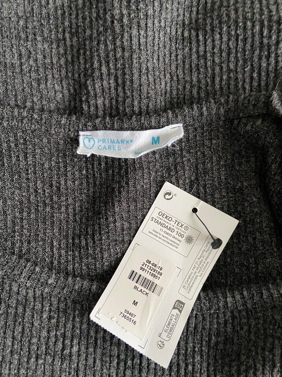 Primark Ladies Charcoal Grey Cropped Ribbed Sweater - 98 Graphic, Size Medium