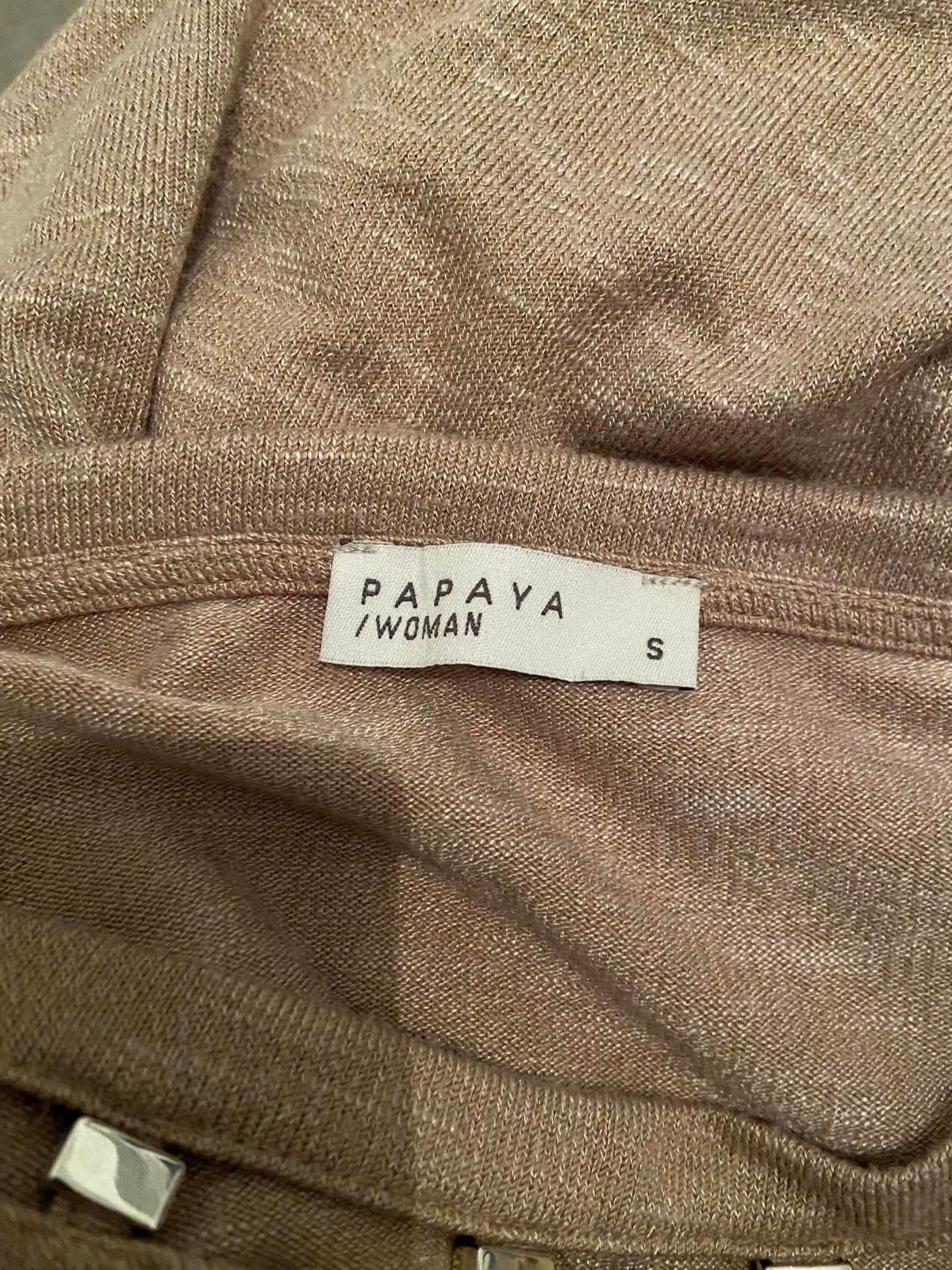 Papaya Ladies Light Pink Long-Line Sweater Top - Decorative Neckline, Size Small