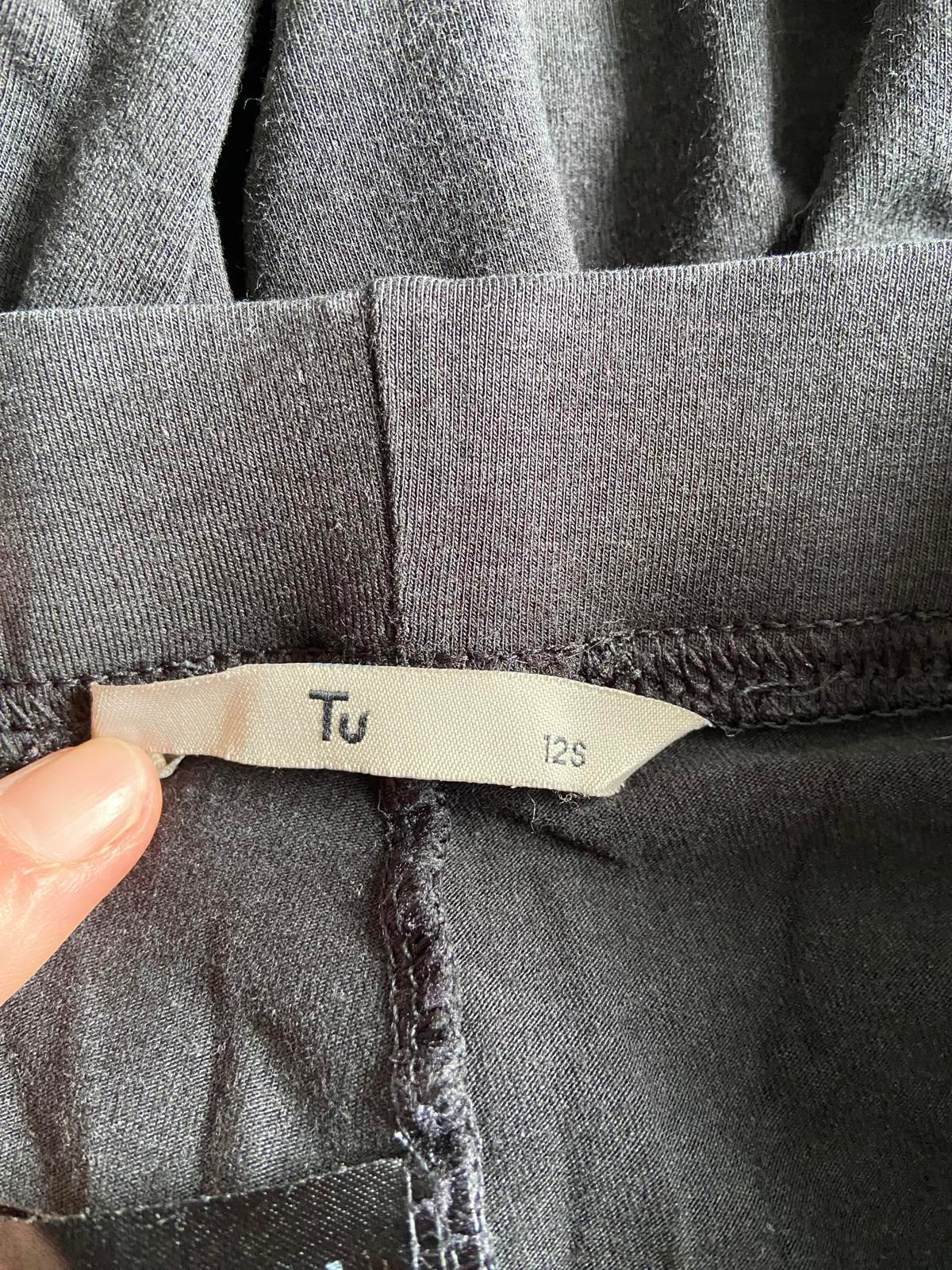 TU Size 12 Short Black Cotton Blend Elasticated Waist Leggings
