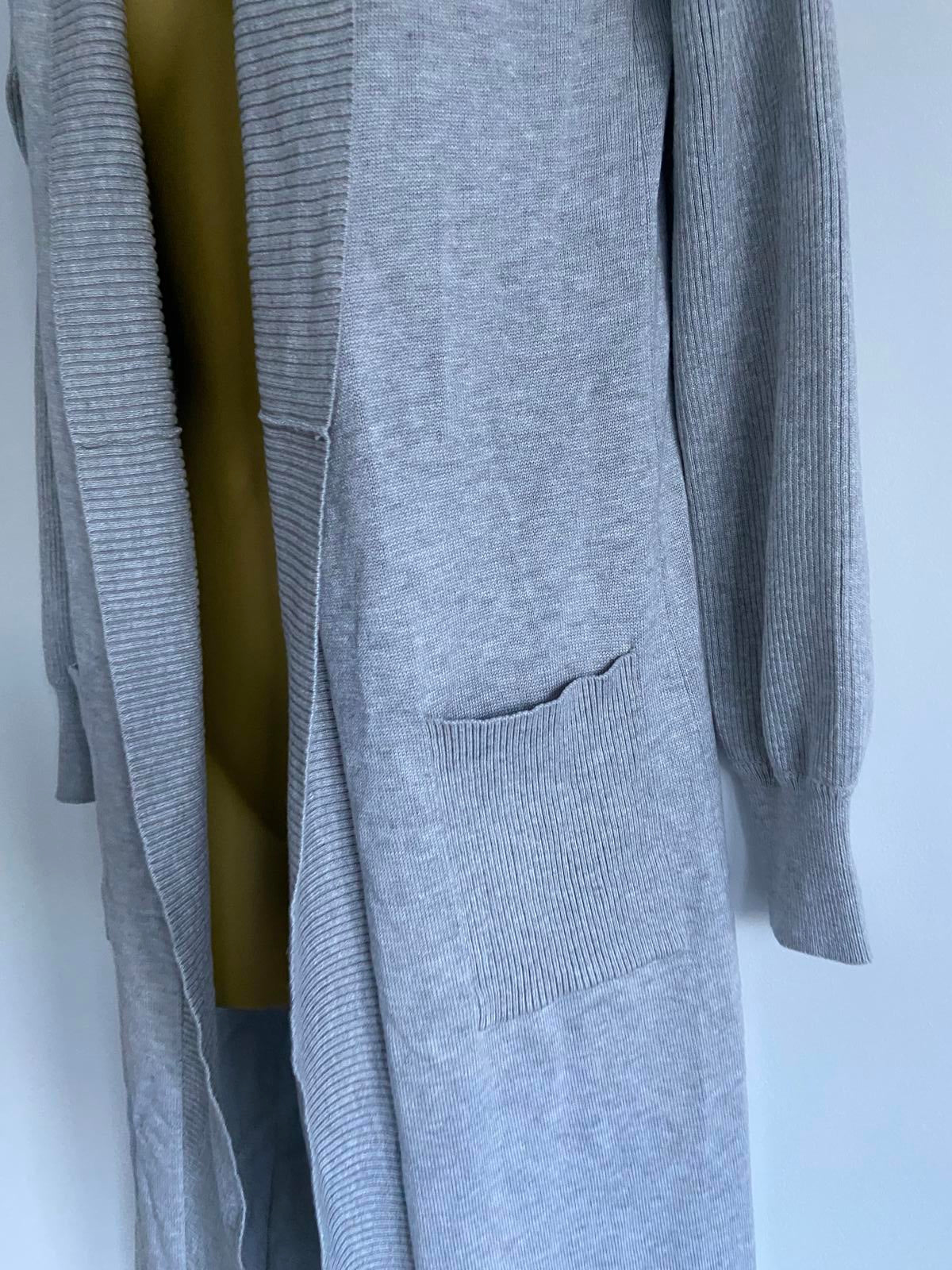 Primark Ladies Light Grey Longline Cardigan, Open Front, Size 2XS