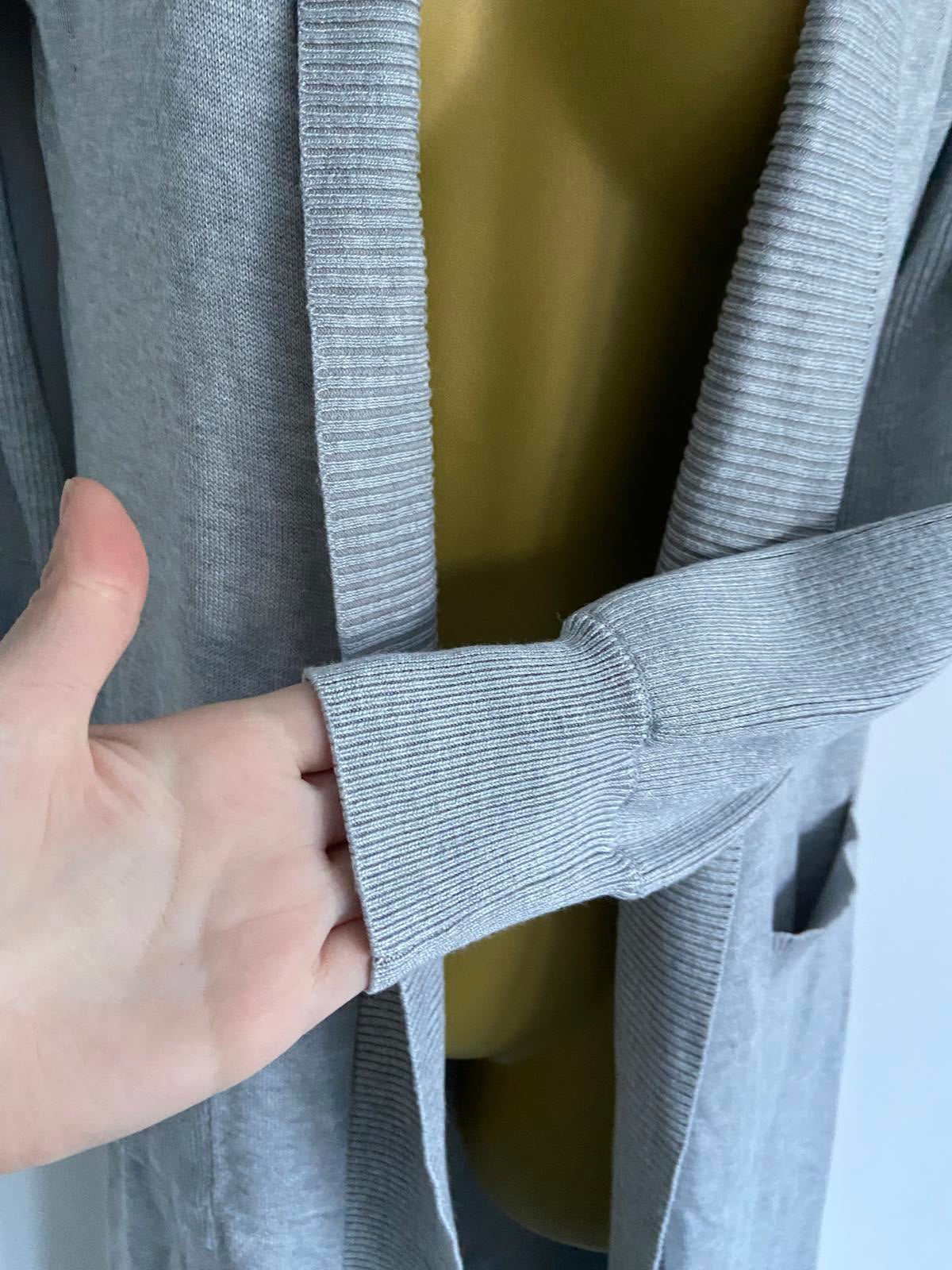 Primark Ladies Light Grey Longline Cardigan, Open Front, Size 2XS
