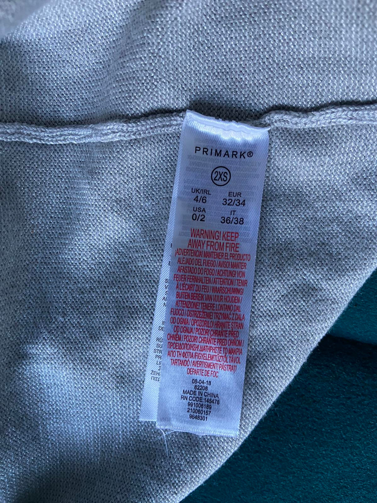 Primark Ladies Light Grey Longline Cardigan, Open Front, Size 2XS