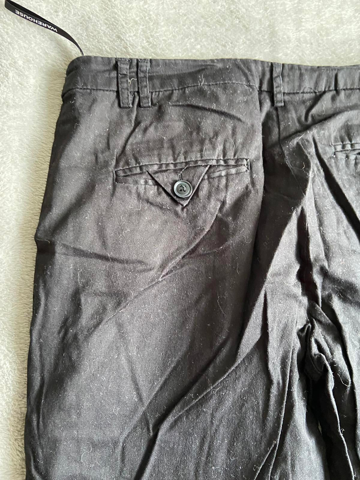 Warehouse Size 8 Black Lightweight Cotton Rich Slim Fit Trousers