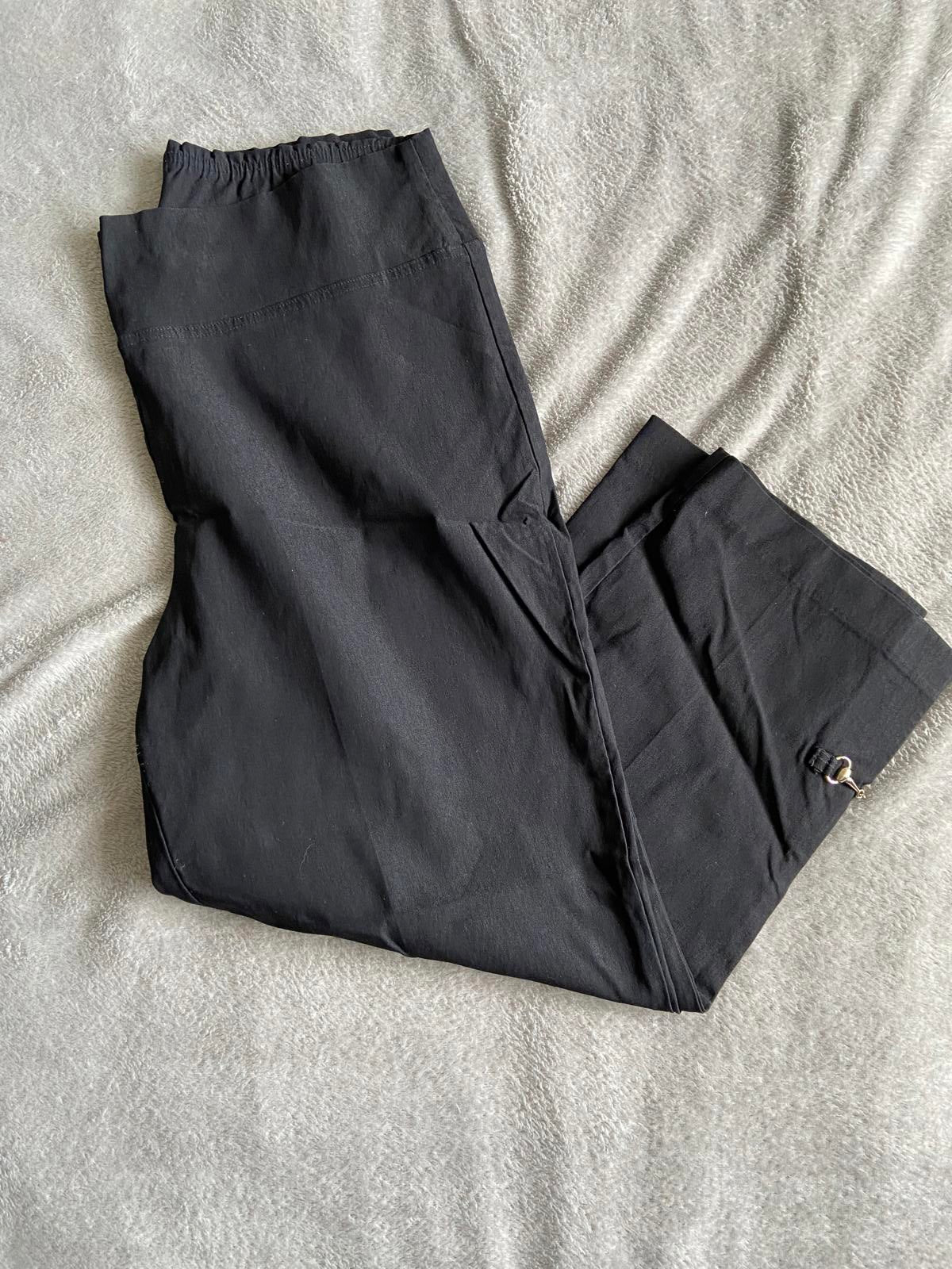Costa Size 14 Black Made in Australia Cropped Trousers with Gold Detail