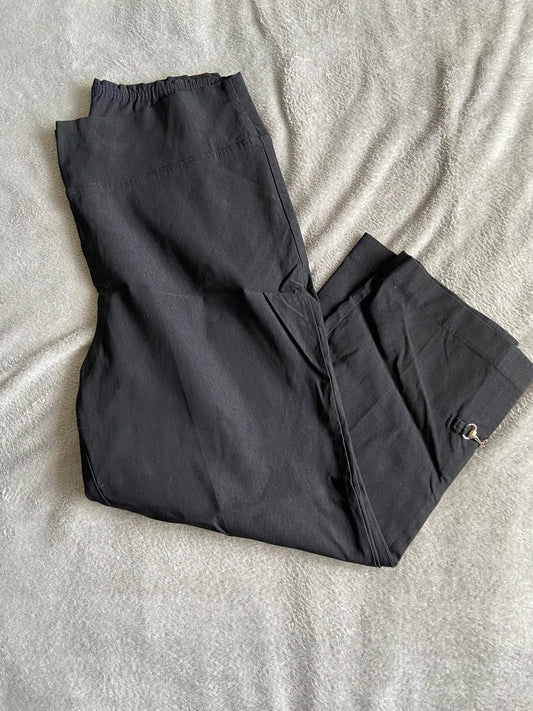 Costa Size 14 Black Made in Australia Cropped Trousers with Gold Detail