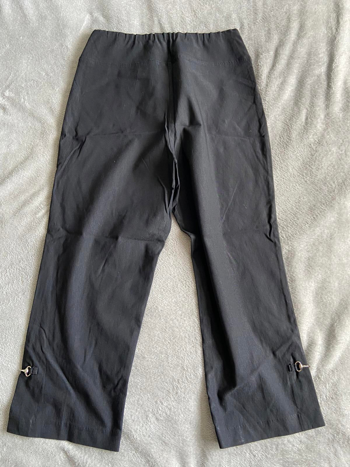 Costa Size 14 Black Made in Australia Cropped Trousers with Gold Detail