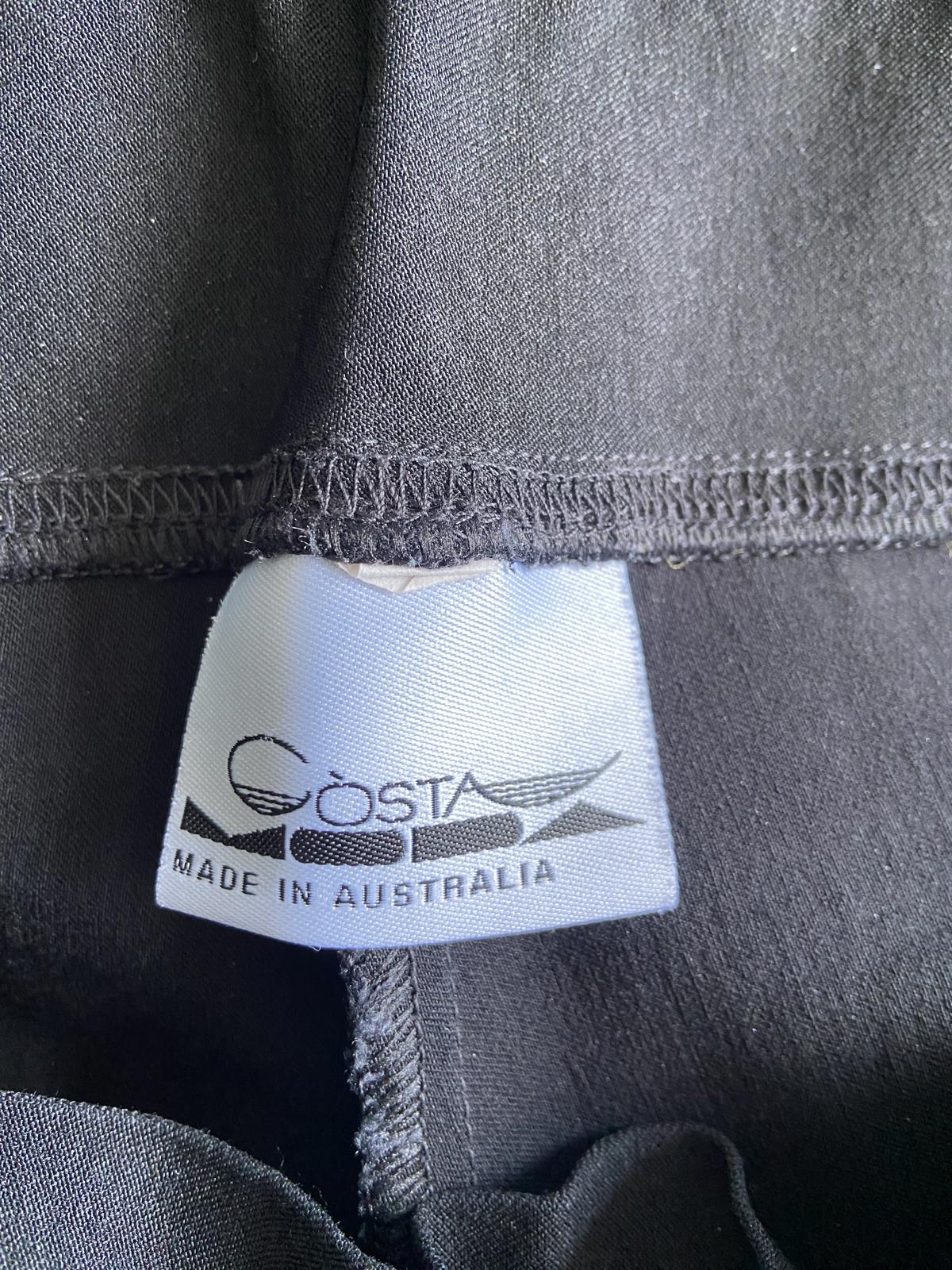Costa Size 14 Black Made in Australia Cropped Trousers with Gold Detail