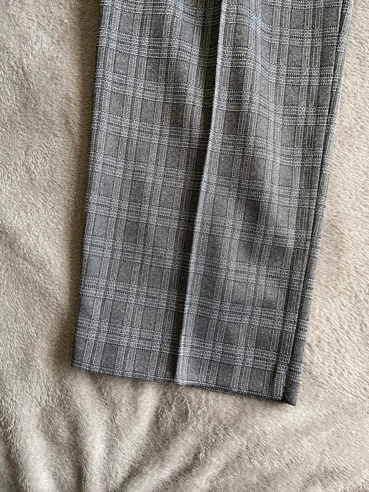 M&S Size 20 Medium Grey Checked Elasticated Waist Straight Trousers