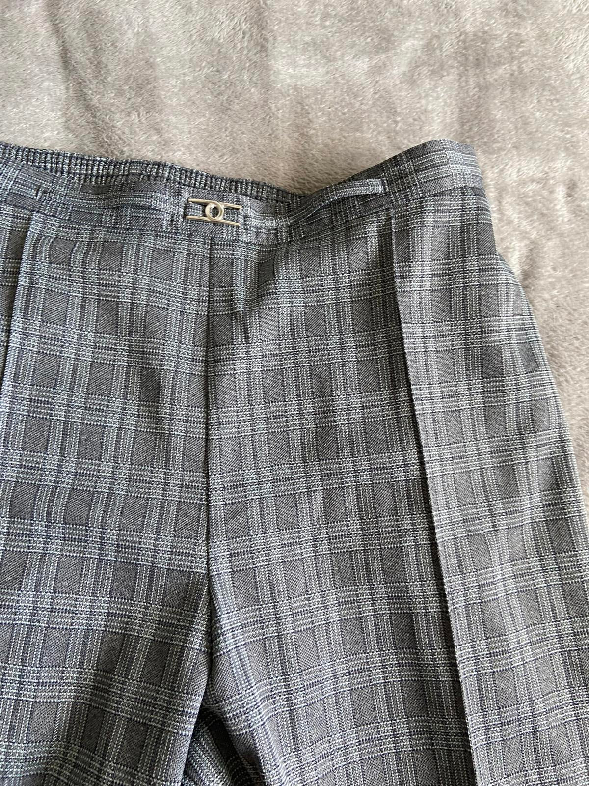 M&S Size 20 Medium Grey Checked Elasticated Waist Straight Trousers