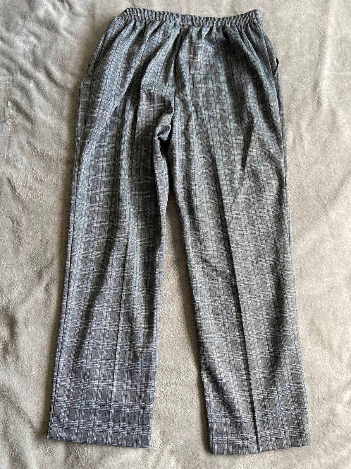 M&S Size 20 Medium Grey Checked Elasticated Waist Straight Trousers
