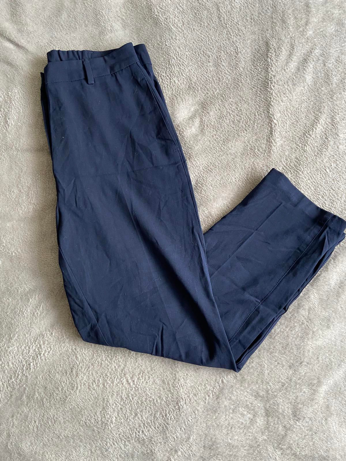 M&S Size 10 Regular Navy Blue Trousers Elasticated Waist 24" Leg