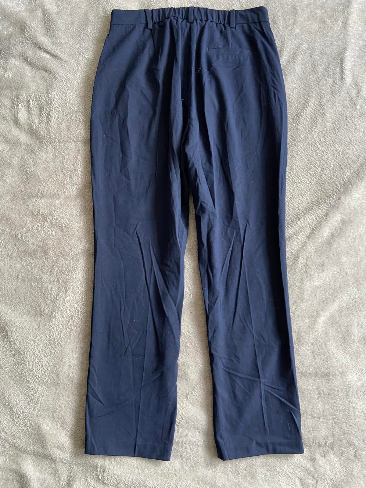 M&S Size 10 Regular Navy Blue Trousers Elasticated Waist 24" Leg