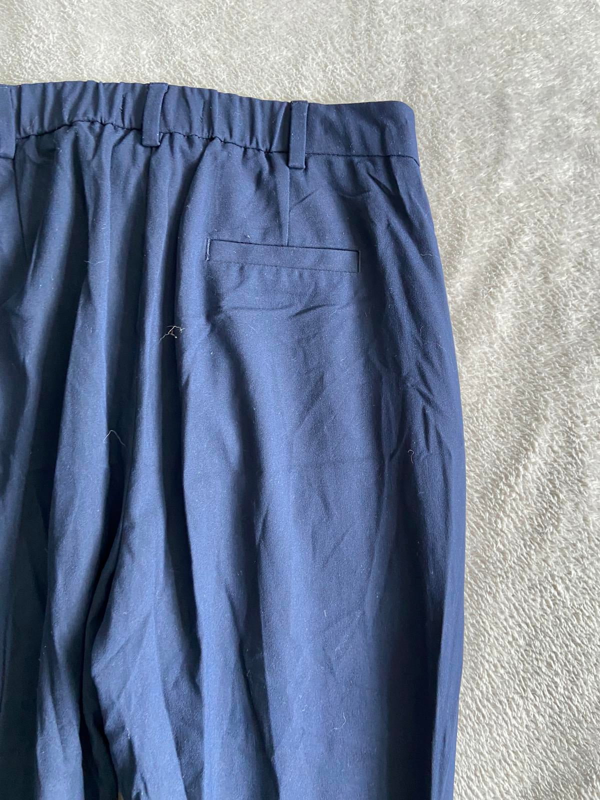 M&S Size 10 Regular Navy Blue Trousers Elasticated Waist 24" Leg