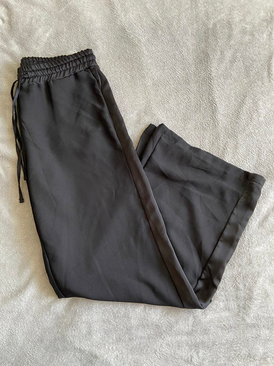 POIS Size S Black Elasticated Waist Trousers Side Split & Contrast Panel
