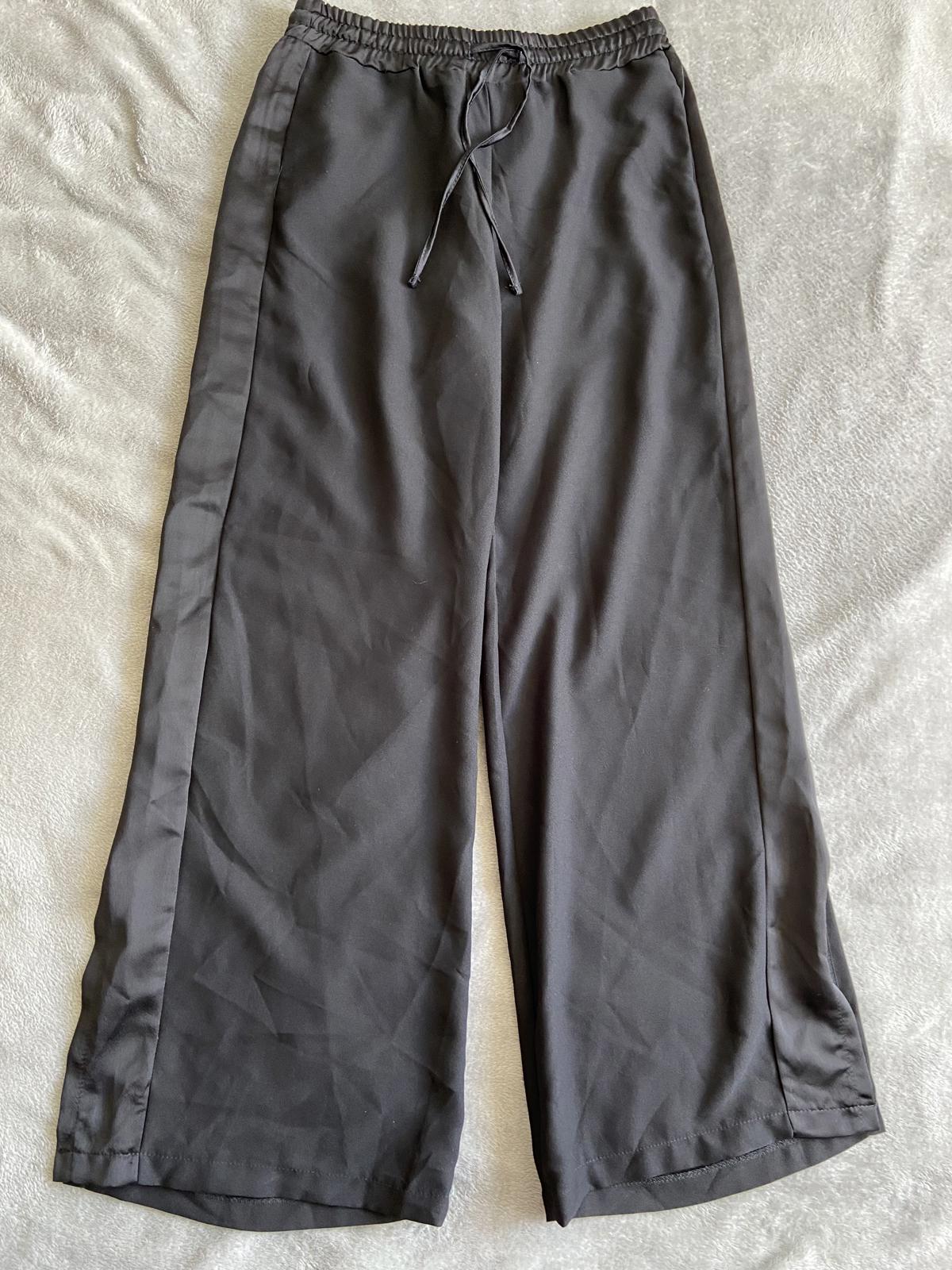 POIS Size S Black Elasticated Waist Trousers Side Split & Contrast Panel