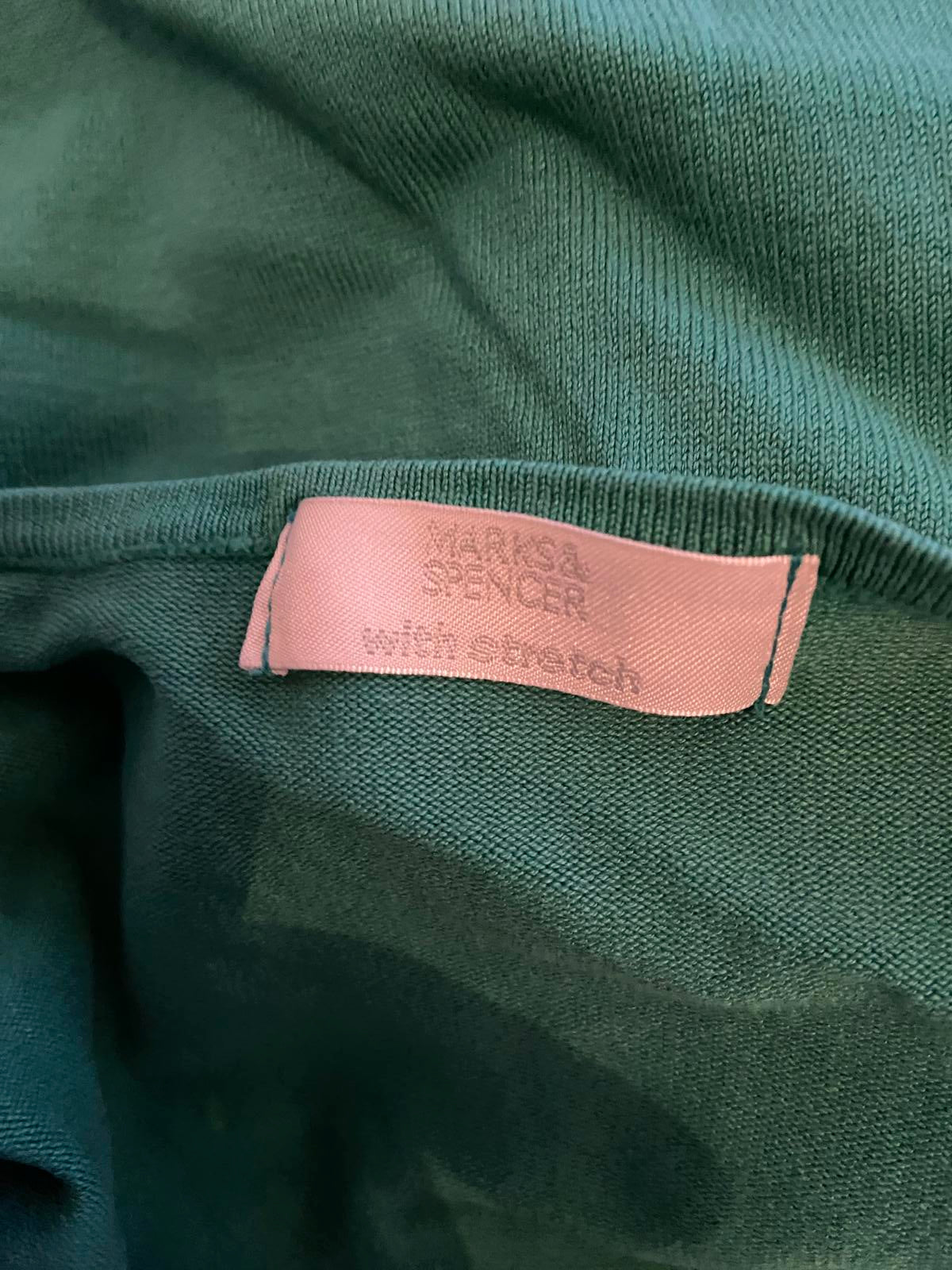 M&S Ladies Light Emerald Green Lightweight Sweater - Puffed Sleeve Knit, Size 16
