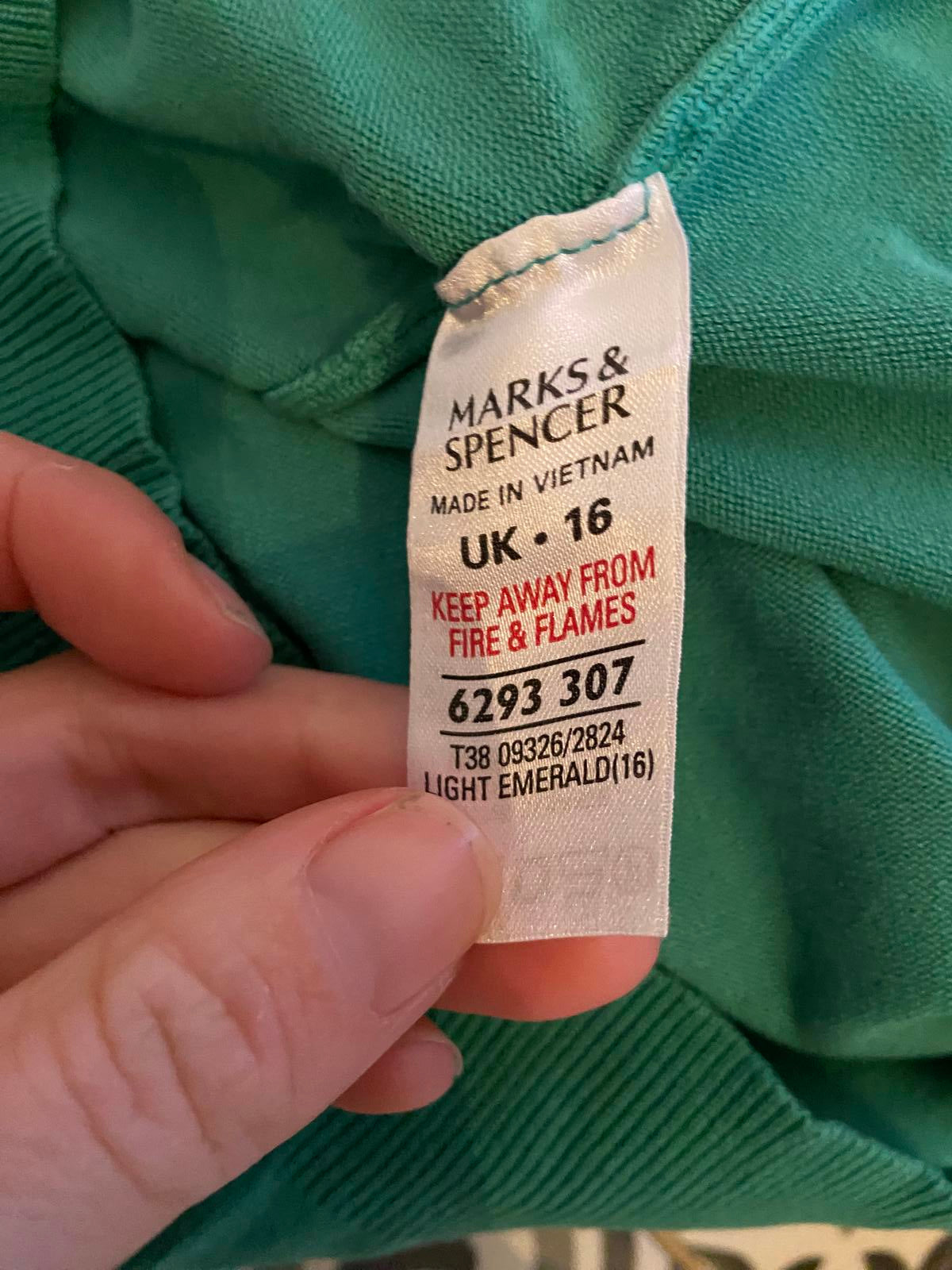 M&S Ladies Light Emerald Green Lightweight Sweater - Puffed Sleeve Knit, Size 16