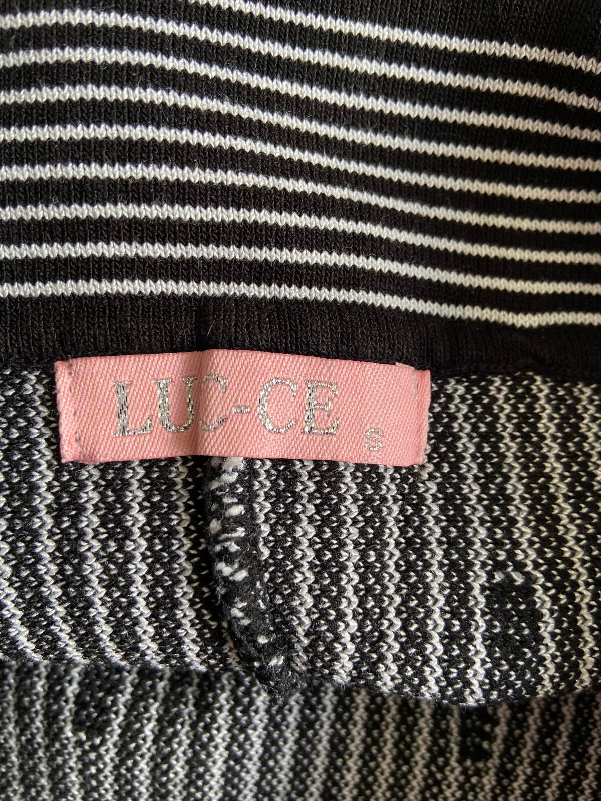 LUC-CE Size Small Black & White Striped Elasticated Mini Skirt with Pockets