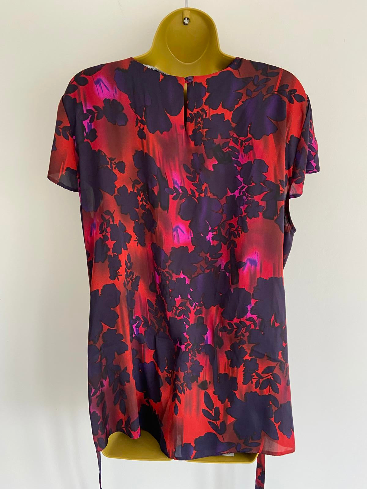 The Collection Debenhams Red & Blue Floral Blouse - Tie Waist, Size 22