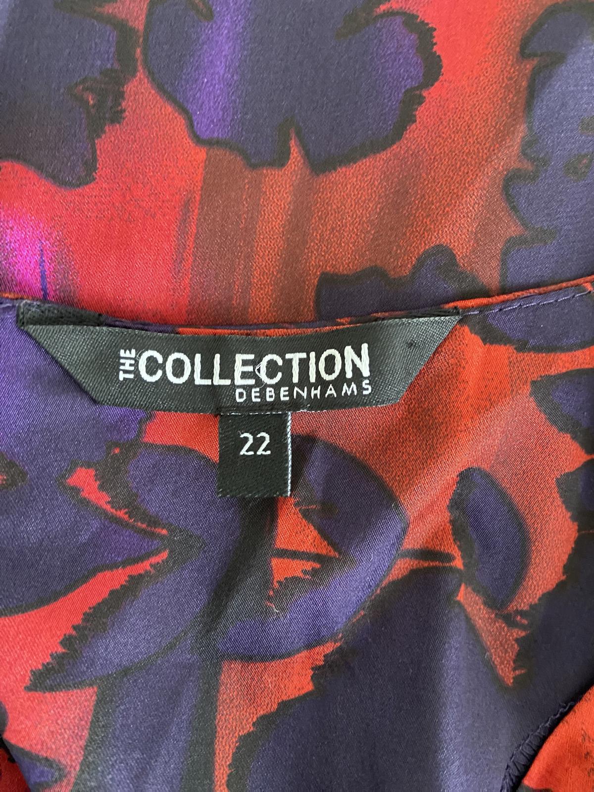 The Collection Debenhams Red & Blue Floral Blouse - Tie Waist, Size 22