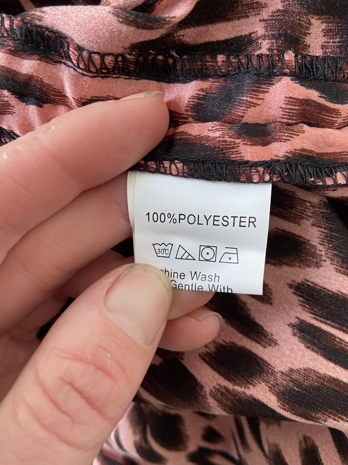 Ladies Pink Leopard Print Mini Dress - Long Sleeve, Size Small
