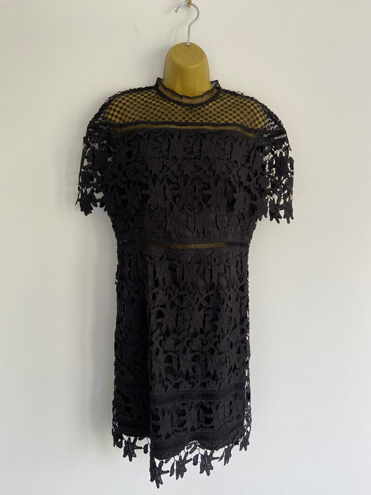 Chi Chi London Ladies Black Floral Lace Dress - Evening Party, Size 14