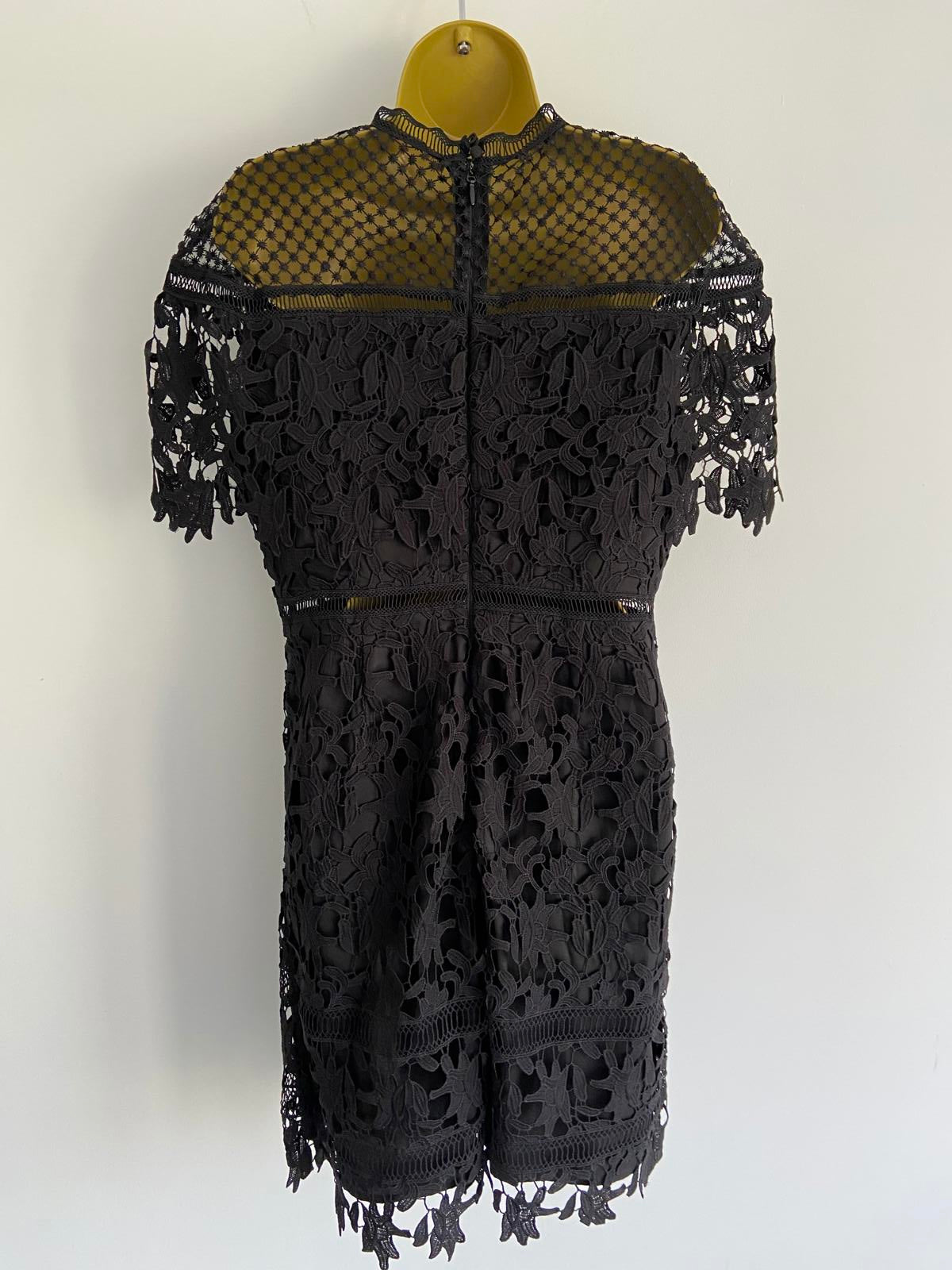 Chi Chi London Ladies Black Floral Lace Dress - Evening Party, Size 14