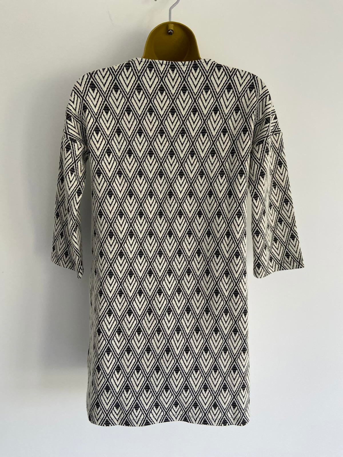 Mango Basic Ladies Black & White Geometric Shift Dress - Size XS