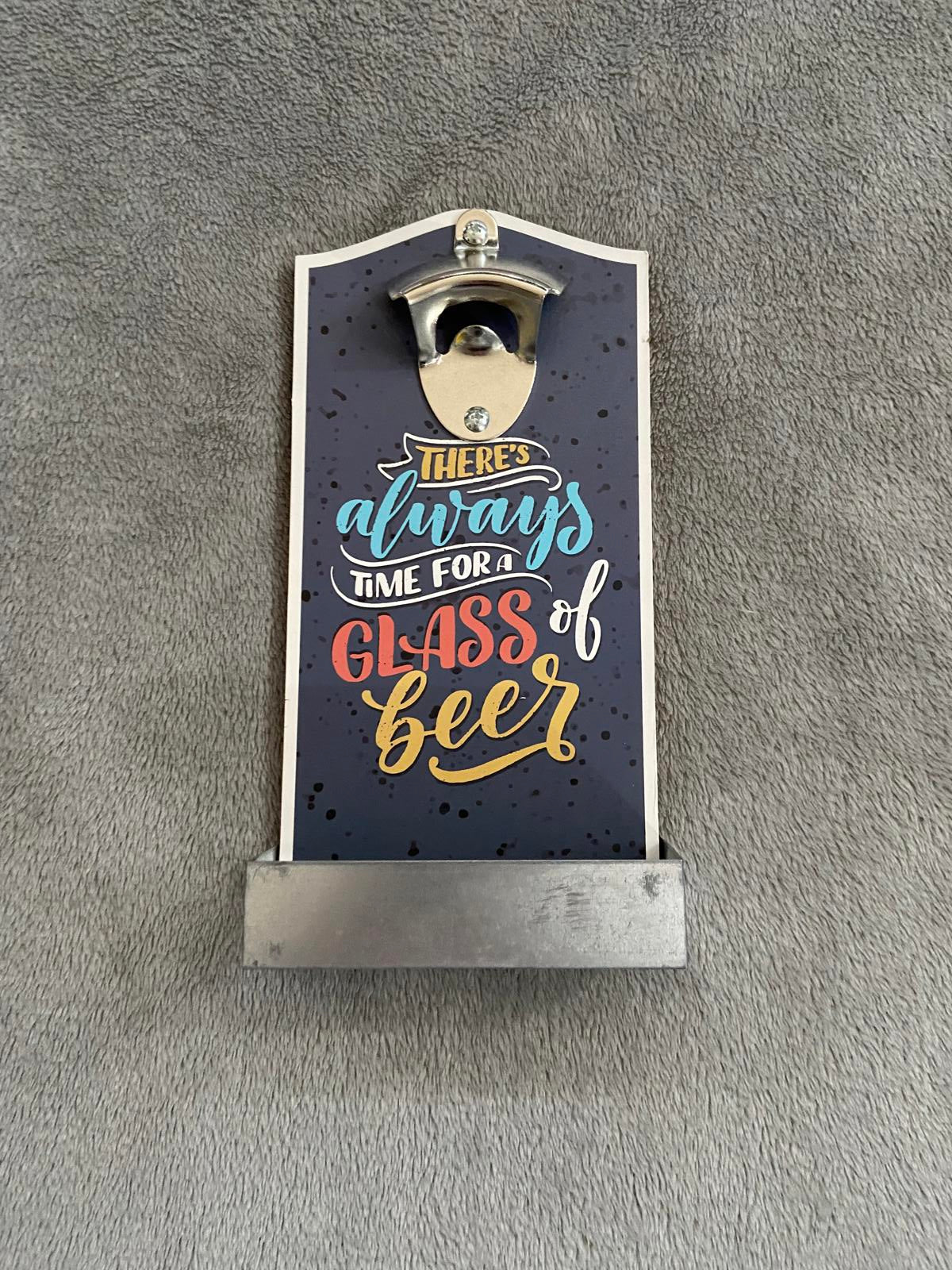 Wall Mounted Bottle Opener - Metal Cap Catcher