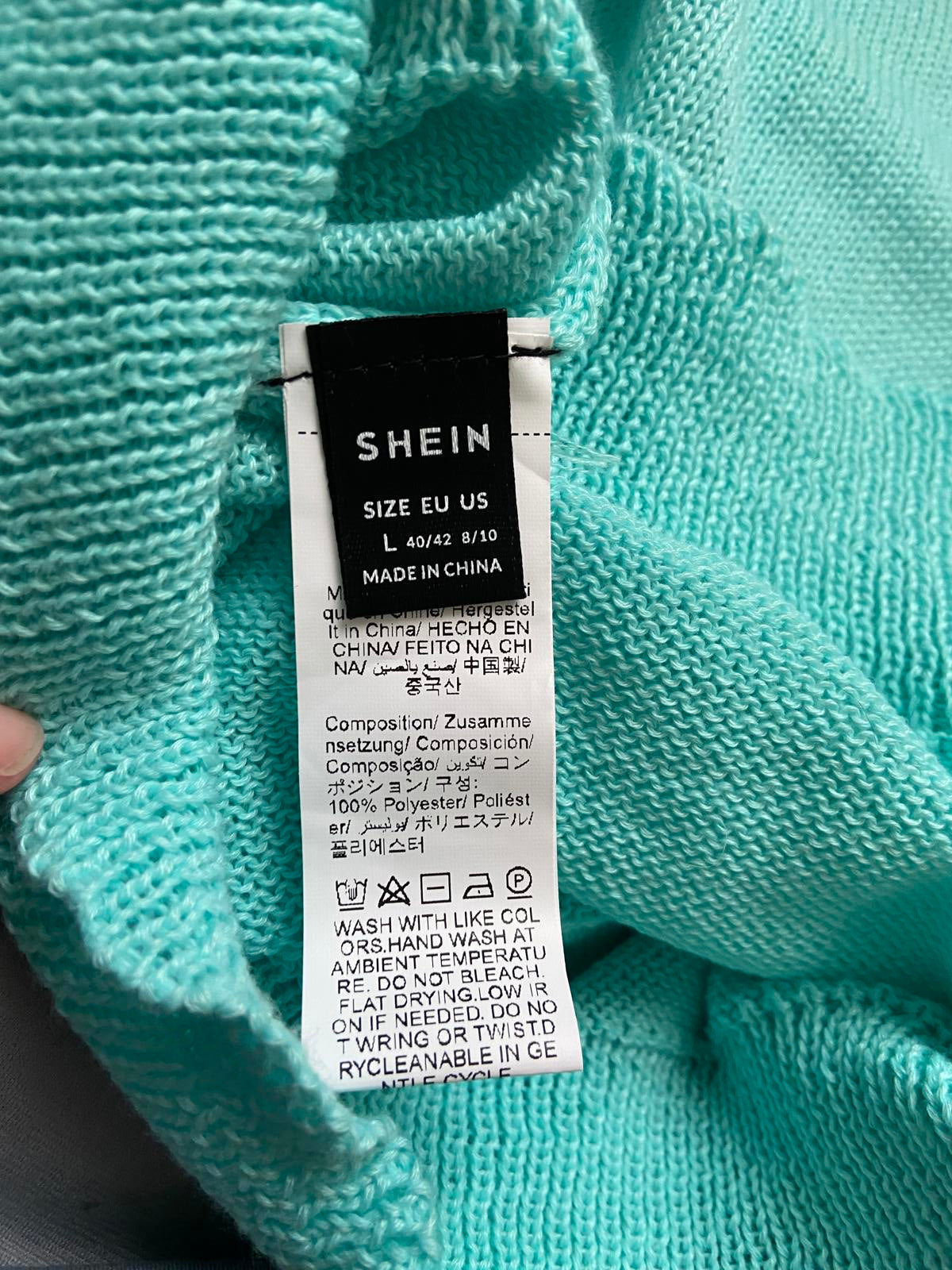 SHEIN Large Turquoise Knit Top