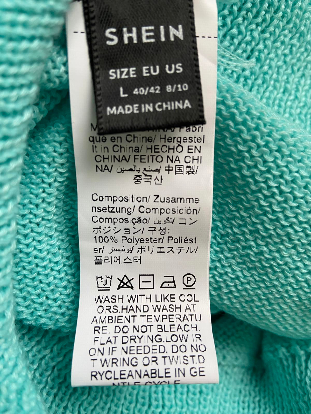 SHEIN Large Turquoise Knit Top