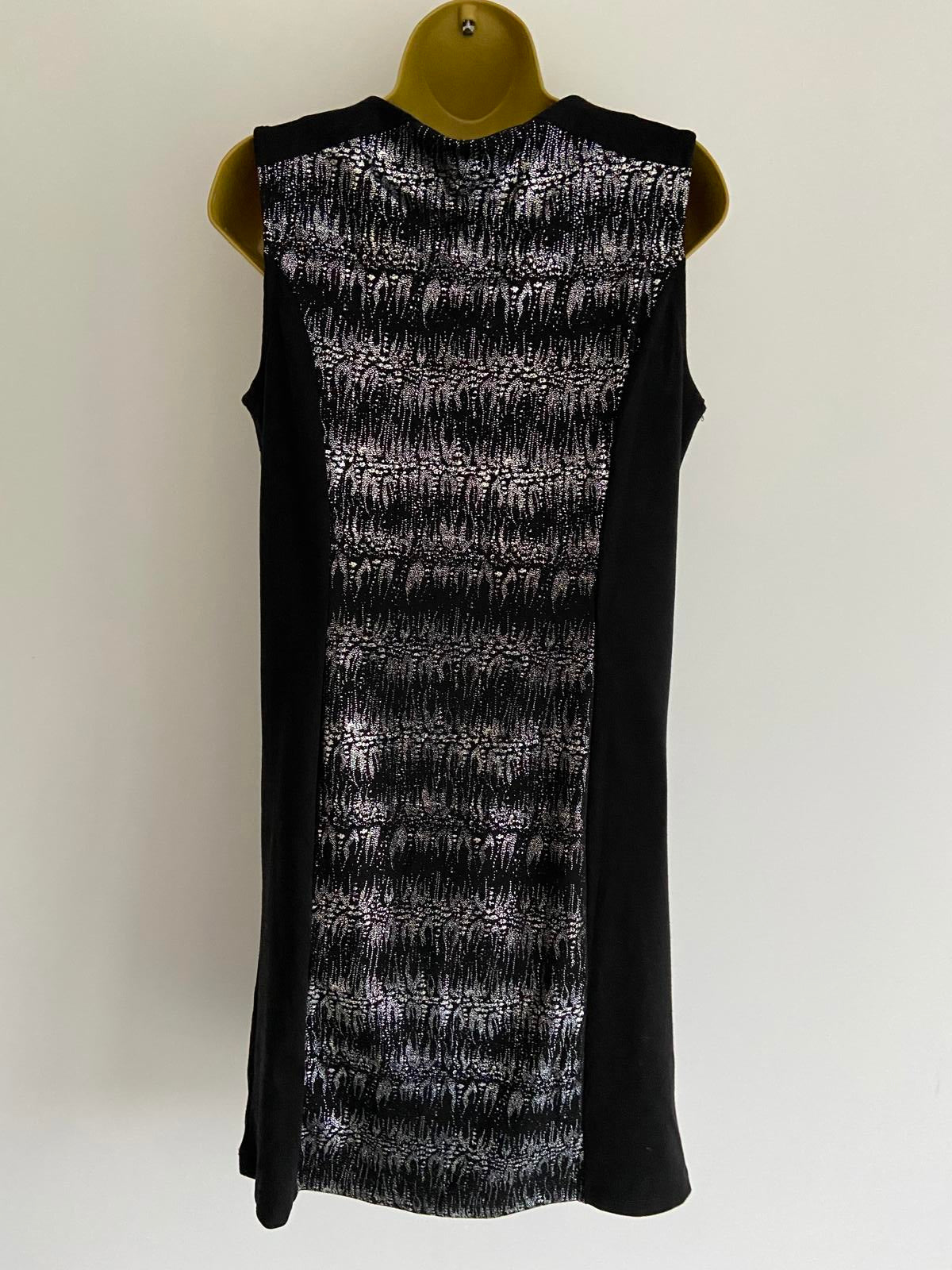 Cellbes of Sweden Metallic Silver & Black Shift Dress - Size 12 (EU 40)