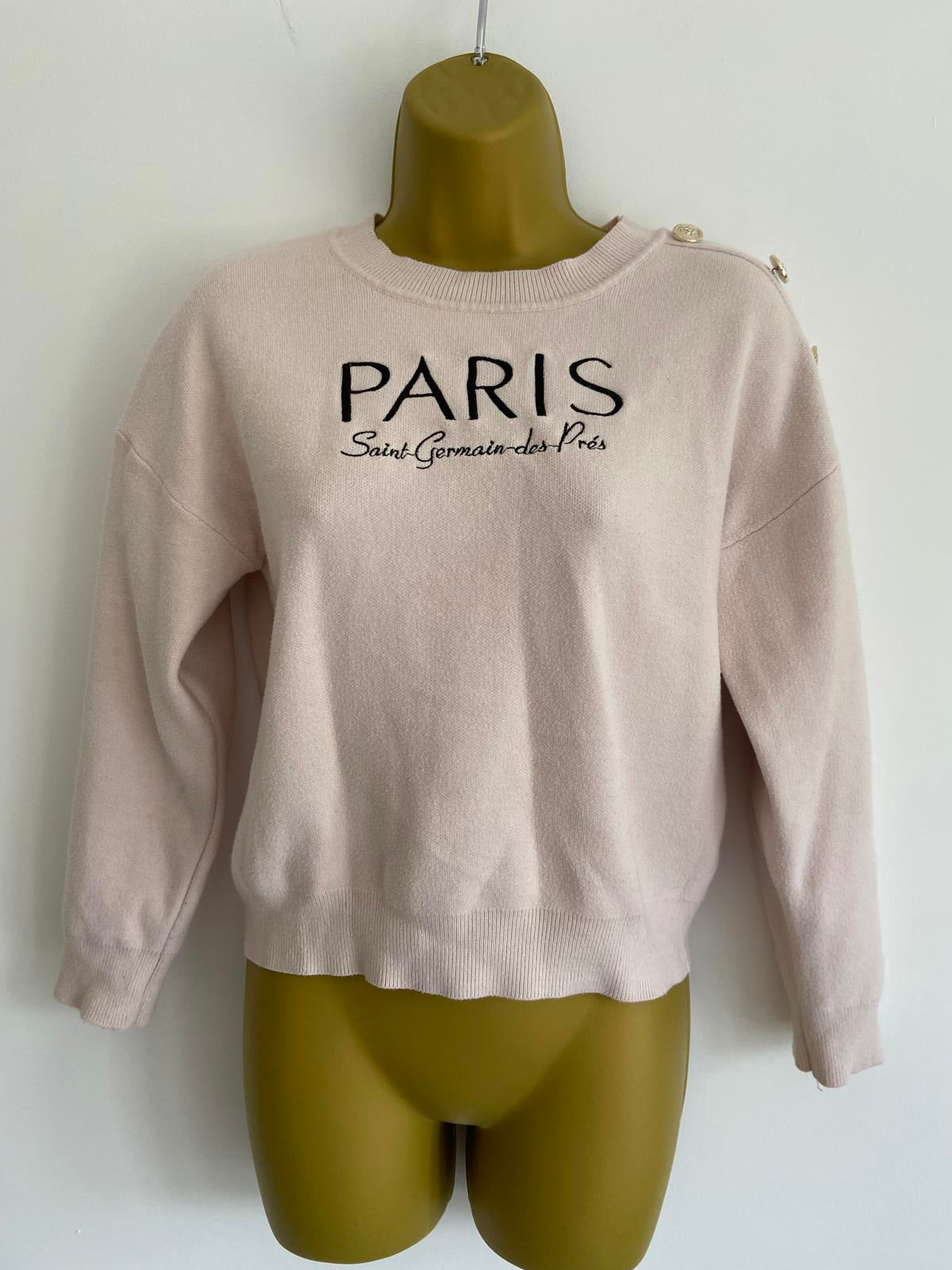 Primark XS Pink Jumper with Black Embroidery