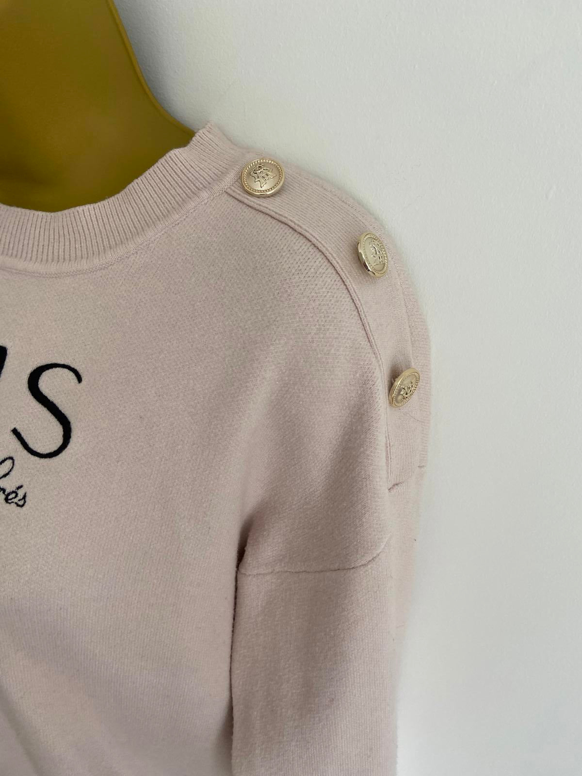 Primark XS Pink Jumper with Black Embroidery