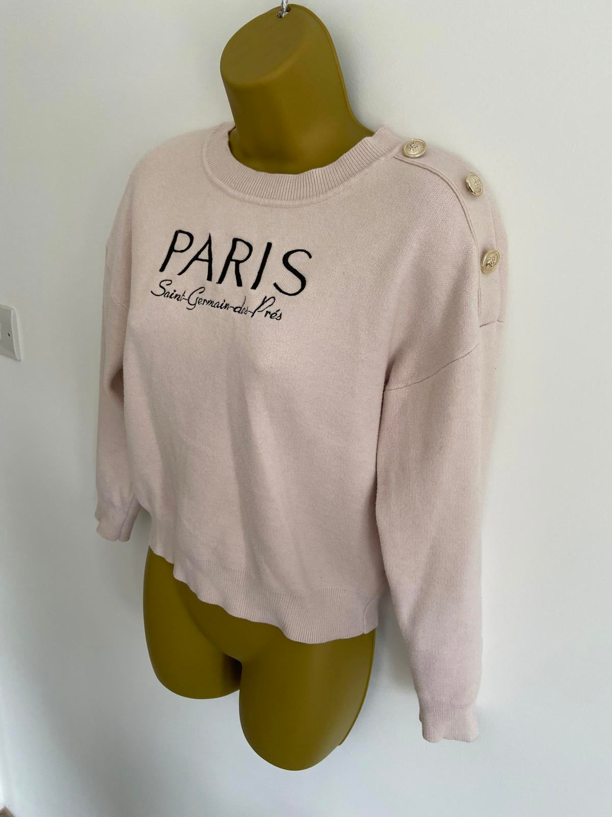 Primark XS Pink Jumper with Black Embroidery